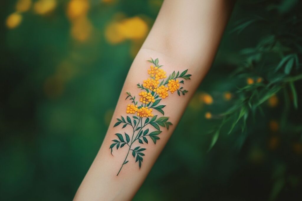 Tatouage mimosa : signification et symbolisme derrière cette fleur délicate